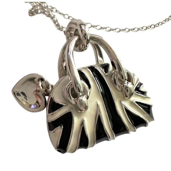 Love My Bag! Zebra Print Handbag with Heart Charm Necklace - Cute! - Picture 2 of 10